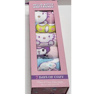 New Hello Kitty and Friends Womens 7 Days of Cozy Crew Socks Shoe Size 4-10